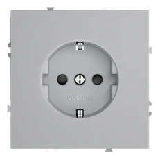 Изображение Розетка встраиваемая VOLTUM S70 с заземлением и защитными шторками 16А (серый)